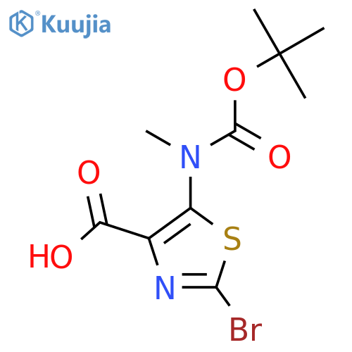 2-bromo-5-{(tert-butoxy)carbonyl(methyl)amino}-1,3-thiazole-4-carboxylic acid structure