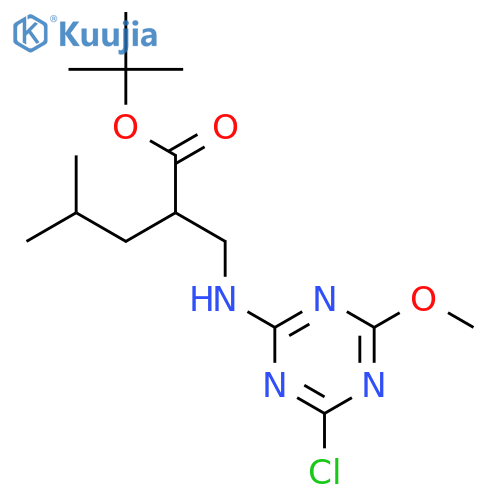 tert-butyl 2-{(4-chloro-6-methoxy-1,3,5-triazin-2-yl)aminomethyl}-4-methylpentanoate structure