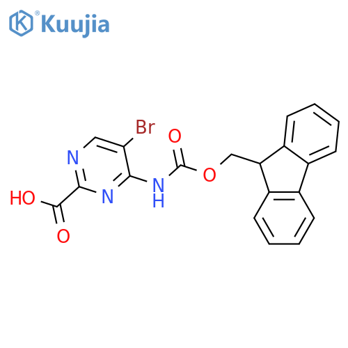 5-bromo-4-({(9H-fluoren-9-yl)methoxycarbonyl}amino)pyrimidine-2-carboxylic acid structure