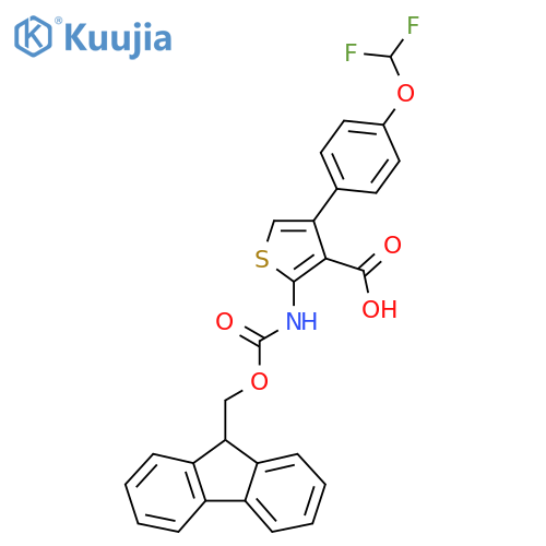 4-4-(difluoromethoxy)phenyl-2-({(9H-fluoren-9-yl)methoxycarbonyl}amino)thiophene-3-carboxylic acid structure