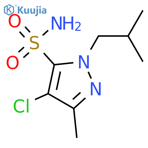 4-chloro-3-methyl-1-(2-methylpropyl)-1H-pyrazole-5-sulfonamide structure