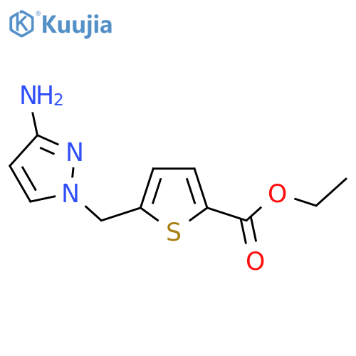 ethyl 5-(3-amino-1H-pyrazol-1-yl)methylthiophene-2-carboxylate structure