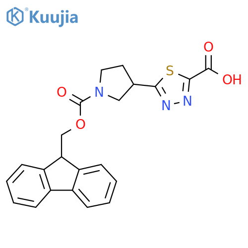 5-(1-{(9H-fluoren-9-yl)methoxycarbonyl}pyrrolidin-3-yl)-1,3,4-thiadiazole-2-carboxylic acid structure