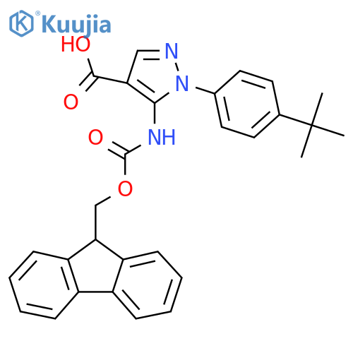 1-(4-tert-butylphenyl)-5-({[(9H-fluoren-9-yl)methoxy]carbonyl}amino)-1H-pyrazole-4-carboxylic acid structure