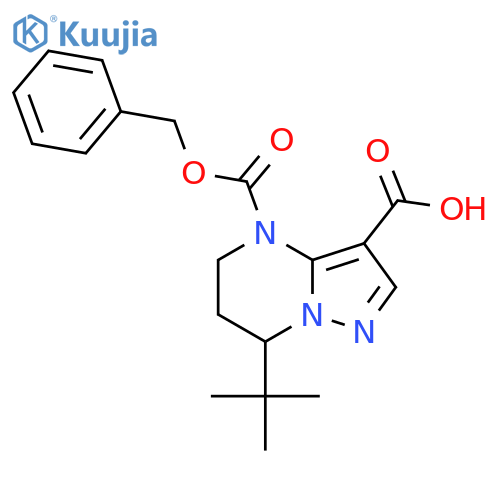 4-(benzyloxy)carbonyl-7-tert-butyl-4H,5H,6H,7H-pyrazolo1,5-apyrimidine-3-carboxylic acid structure