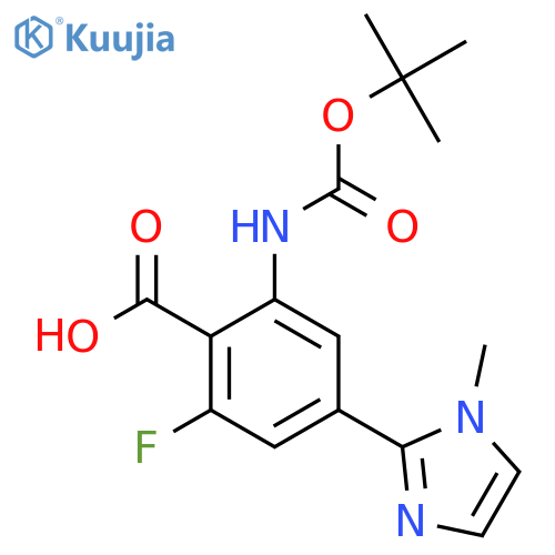 2-{[(tert-butoxy)carbonyl]amino}-6-fluoro-4-(1-methyl-1H-imidazol-2-yl)benzoic acid structure