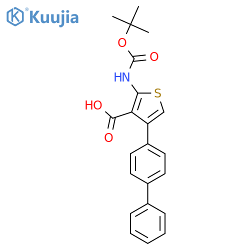 4-{[1,1'-Biphenyl]-4-yl}-2-{[(tert-butoxy)carbonyl]amino}thiophene-3-carboxylic acid structure