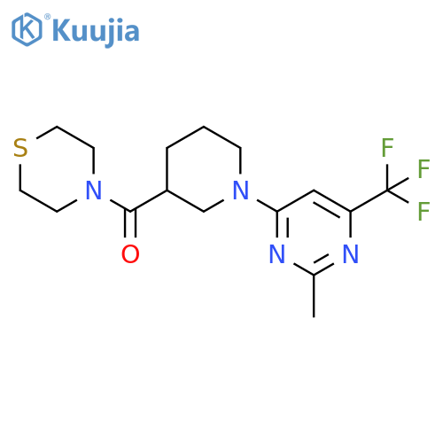 4-{1-[2-methyl-6-(trifluoromethyl)pyrimidin-4-yl]piperidine-3-carbonyl}thiomorpholine structure