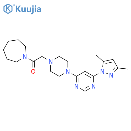 1-(azepan-1-yl)-2-{4-[6-(3,5-dimethyl-1H-pyrazol-1-yl)pyrimidin-4-yl]piperazin-1-yl}ethan-1-one structure