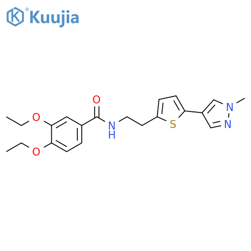 3,4-diethoxy-N-{2-5-(1-methyl-1H-pyrazol-4-yl)thiophen-2-ylethyl}benzamide structure