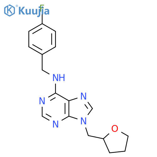 N-[(4-fluorophenyl)methyl]-9-[(oxolan-2-yl)methyl]-9H-purin-6-amine structure
