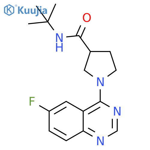 N-tert-butyl-1-(6-fluoroquinazolin-4-yl)pyrrolidine-3-carboxamide structure