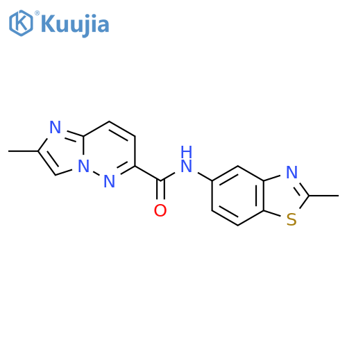 2-methyl-N-(2-methyl-1,3-benzothiazol-5-yl)imidazo[1,2-b]pyridazine-6-carboxamide structure