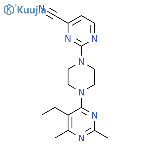 2-[4-(5-Ethyl-2,6-dimethylpyrimidin-4-yl)piperazin-1-yl]pyrimidine-4-carbonitrile structure