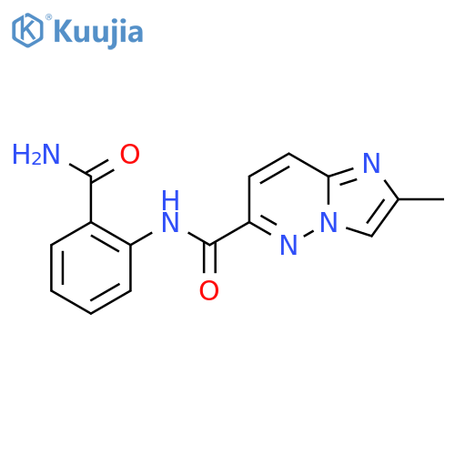 N-(2-carbamoylphenyl)-2-methylimidazo[1,2-b]pyridazine-6-carboxamide structure