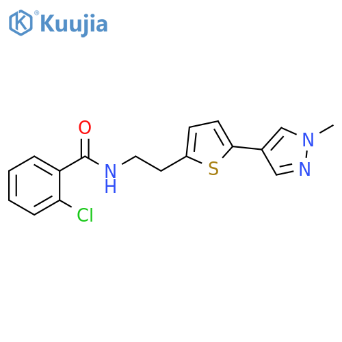 2-chloro-N-{2-[5-(1-methyl-1H-pyrazol-4-yl)thiophen-2-yl]ethyl}benzamide structure