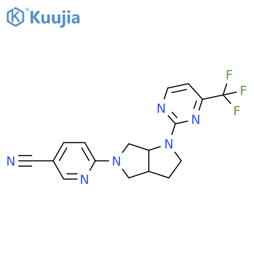 6-{1-[4-(trifluoromethyl)pyrimidin-2-yl]-octahydropyrrolo[3,4-b]pyrrol-5-yl}pyridine-3-carbonitrile structure