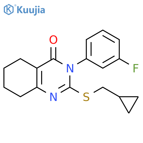 2-[(cyclopropylmethyl)sulfanyl]-3-(3-fluorophenyl)-3,4,5,6,7,8-hexahydroquinazolin-4-one structure
