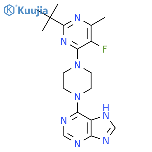 6-[4-(2-tert-butyl-5-fluoro-6-methylpyrimidin-4-yl)piperazin-1-yl]-9H-purine structure