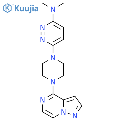 N,N-dimethyl-6-(4-{pyrazolo[1,5-a]pyrazin-4-yl}piperazin-1-yl)pyridazin-3-amine structure