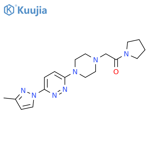 2-{4-[6-(3-methyl-1H-pyrazol-1-yl)pyridazin-3-yl]piperazin-1-yl}-1-(pyrrolidin-1-yl)ethan-1-one structure