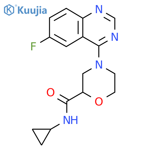 N-cyclopropyl-4-(6-fluoroquinazolin-4-yl)morpholine-2-carboxamide structure