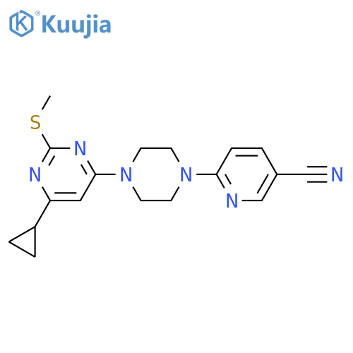 6-{4-6-cyclopropyl-2-(methylsulfanyl)pyrimidin-4-ylpiperazin-1-yl}pyridine-3-carbonitrile structure