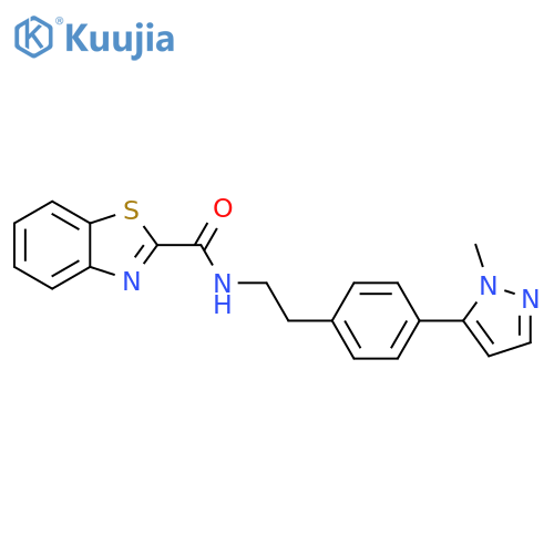 N-{2-4-(1-methyl-1H-pyrazol-5-yl)phenylethyl}-1,3-benzothiazole-2-carboxamide structure