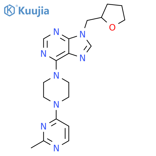 6-[4-(2-methylpyrimidin-4-yl)piperazin-1-yl]-9-[(oxolan-2-yl)methyl]-9H-purine structure