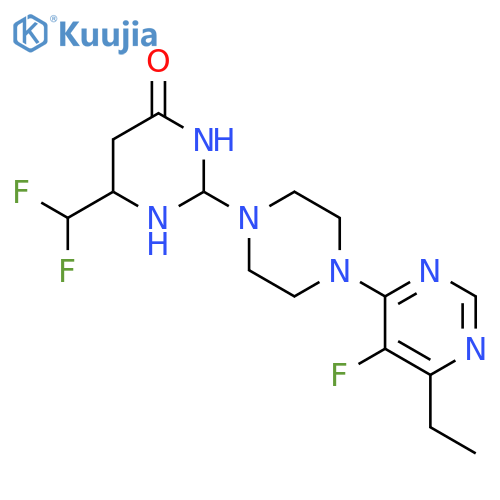 6-(Difluoromethyl)-2-[4-(6-ethyl-5-fluoropyrimidin-4-yl)piperazin-1-yl]-3,4-dihydropyrimidin-4-one structure