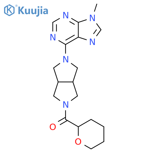 9-methyl-6-5-(oxane-2-carbonyl)-octahydropyrrolo3,4-cpyrrol-2-yl-9H-purine structure