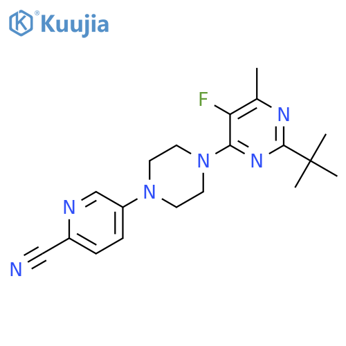 5-[4-(2-Tert-butyl-5-fluoro-6-methylpyrimidin-4-yl)piperazin-1-yl]pyridine-2-carbonitrile structure