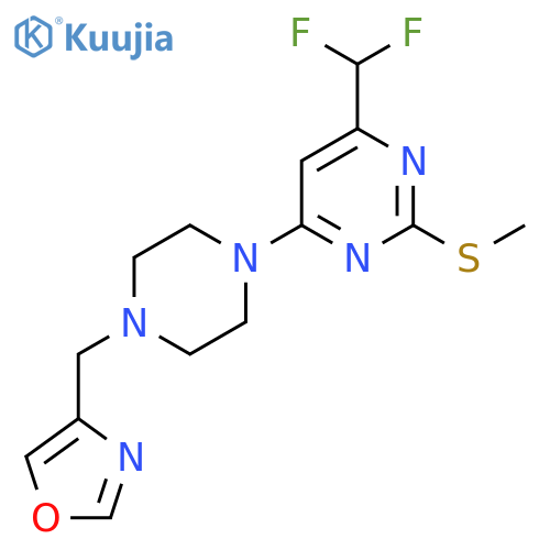 4-(Difluoromethyl)-2-(methylsulfanyl)-6-{4-[(1,3-oxazol-4-yl)methyl]piperazin-1-yl}pyrimidine structure