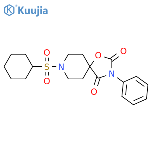 8-(cyclohexanesulfonyl)-3-phenyl-1-oxa-3,8-diazaspiro[4.5]decane-2,4-dione structure