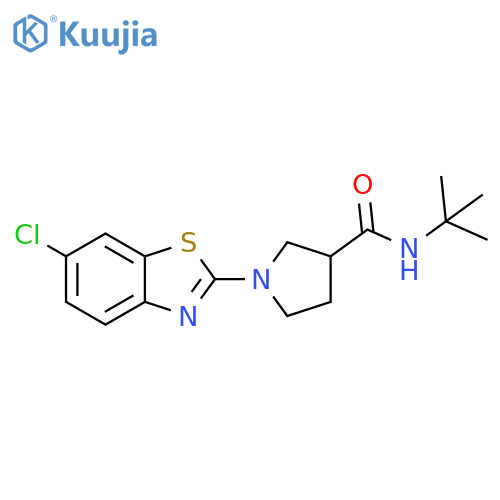 N-tert-butyl-1-(6-chloro-1,3-benzothiazol-2-yl)pyrrolidine-3-carboxamide structure