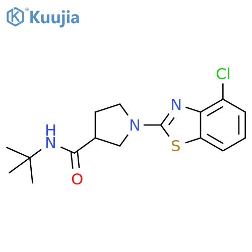 N-tert-butyl-1-(4-chloro-1,3-benzothiazol-2-yl)pyrrolidine-3-carboxamide structure