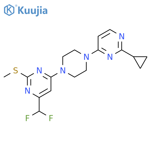 4-[4-(2-cyclopropylpyrimidin-4-yl)piperazin-1-yl]-6-(difluoromethyl)-2-(methylsulfanyl)pyrimidine structure