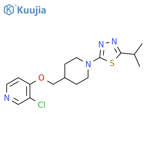 3-chloro-4-({1-[5-(propan-2-yl)-1,3,4-thiadiazol-2-yl]piperidin-4-yl}methoxy)pyridine structure