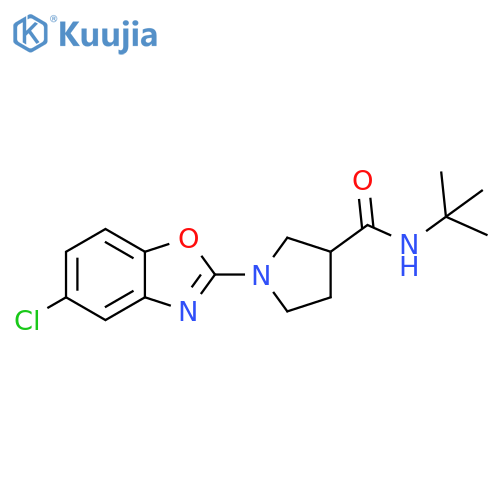 N-tert-butyl-1-(5-chloro-1,3-benzoxazol-2-yl)pyrrolidine-3-carboxamide structure