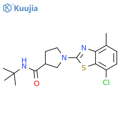 N-tert-butyl-1-(7-chloro-4-methyl-1,3-benzothiazol-2-yl)pyrrolidine-3-carboxamide structure