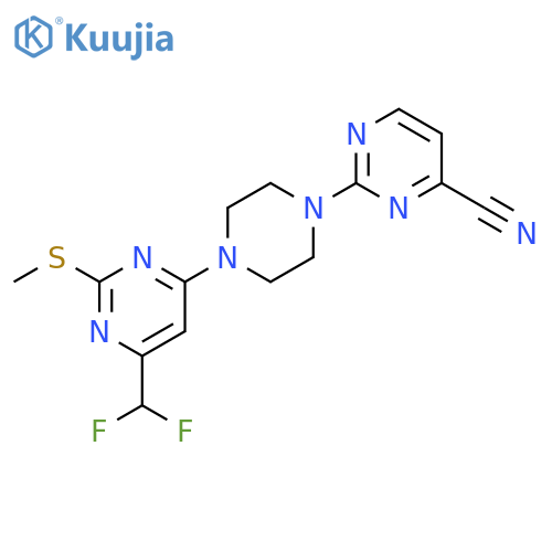 2-{4-[6-(difluoromethyl)-2-(methylsulfanyl)pyrimidin-4-yl]piperazin-1-yl}pyrimidine-4-carbonitrile structure