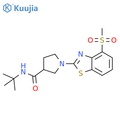 N-tert-butyl-1-(4-methanesulfonyl-1,3-benzothiazol-2-yl)pyrrolidine-3-carboxamide structure