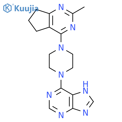 6-(4-{2-methyl-5H,6H,7H-cyclopenta[d]pyrimidin-4-yl}piperazin-1-yl)-9H-purine structure