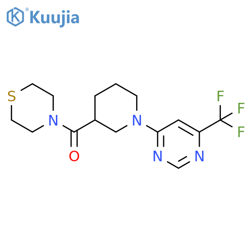 4-{1-[6-(trifluoromethyl)pyrimidin-4-yl]piperidine-3-carbonyl}thiomorpholine structure