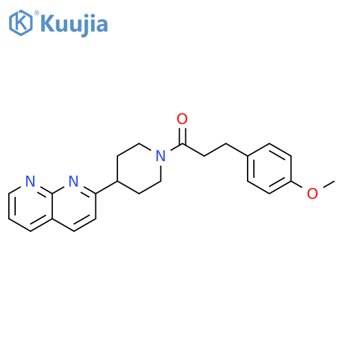 3-(4-methoxyphenyl)-1-[4-(1,8-naphthyridin-2-yl)piperidin-1-yl]propan-1-one structure
