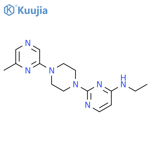N-ethyl-2-[4-(6-methylpyrazin-2-yl)piperazin-1-yl]pyrimidin-4-amine structure