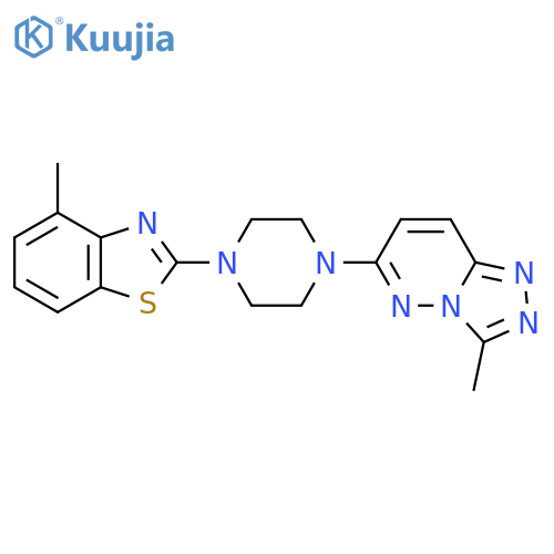 4-Methyl-2-(4-{3-methyl-[1,2,4]triazolo[4,3-b]pyridazin-6-yl}piperazin-1-yl)-1,3-benzothiazole structure