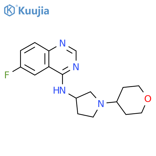 6-fluoro-N-[1-(oxan-4-yl)pyrrolidin-3-yl]quinazolin-4-amine structure