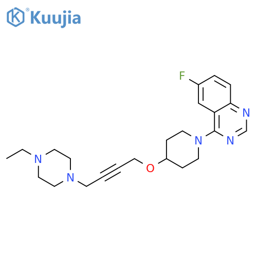 4-(4-{[4-(4-ethylpiperazin-1-yl)but-2-yn-1-yl]oxy}piperidin-1-yl)-6-fluoroquinazoline structure
