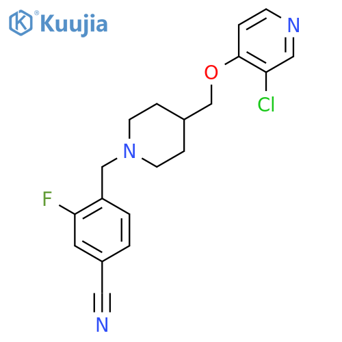 4-[(4-{[(3-Chloropyridin-4-yl)oxy]methyl}piperidin-1-yl)methyl]-3-fluorobenzonitrile structure
